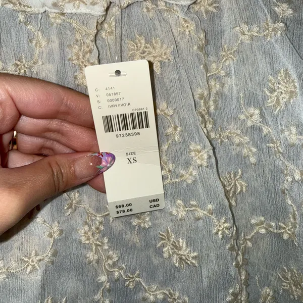 NWT $68 Anthropologie Ivory-Colored Lace Detailing Mini Pull-On Skirt XS - Image 7