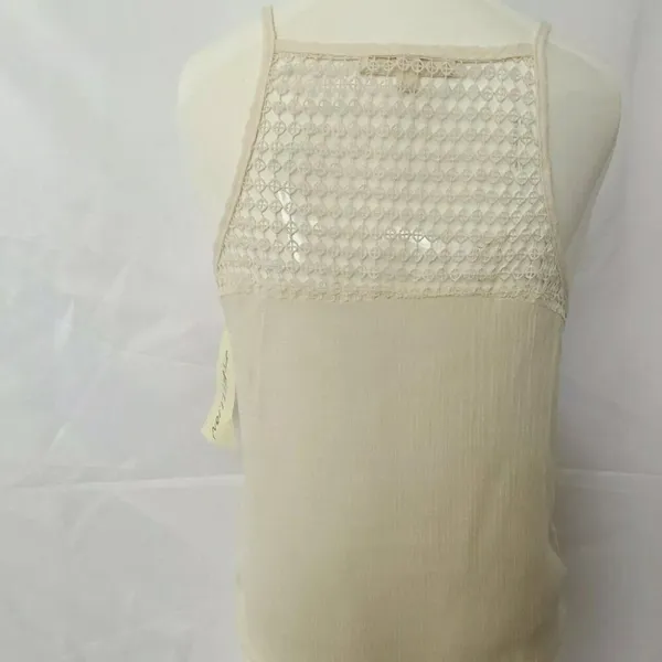 NWT Rebellion Sheer Ivory Cream Colored Lace eyelet Tank Top Women's Size‎ Small - Image 3