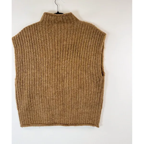 NWT Madewell Womens Vest Brown Stimpson Sweater Wool Knit Ribbed Pullover Medium - Image 7
