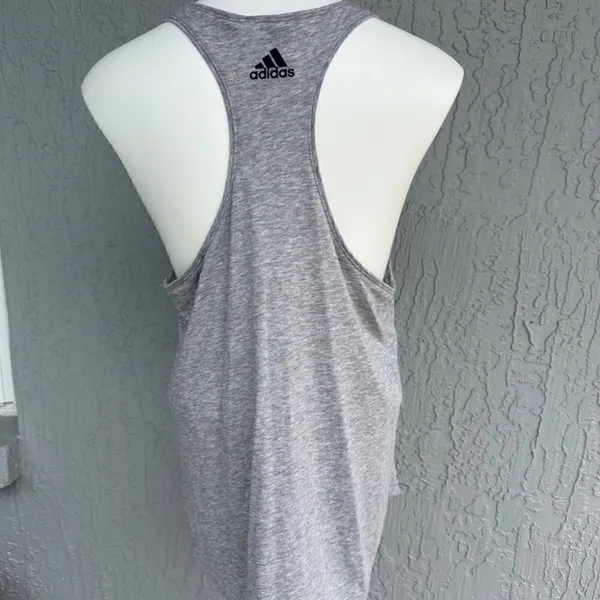 Adidas Logo Racerback Tee Gray M EUC - Image 2