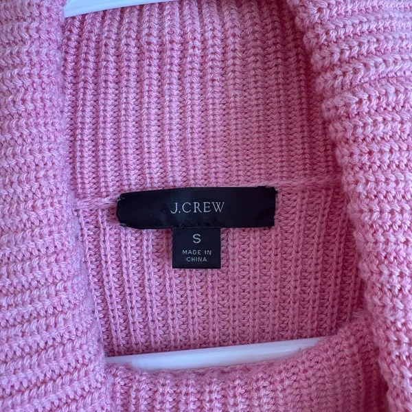 J. Crew Pink Ribbed relaxed turtleneck‎ sweater Cotton Cashmere Blend Size S - Image 4