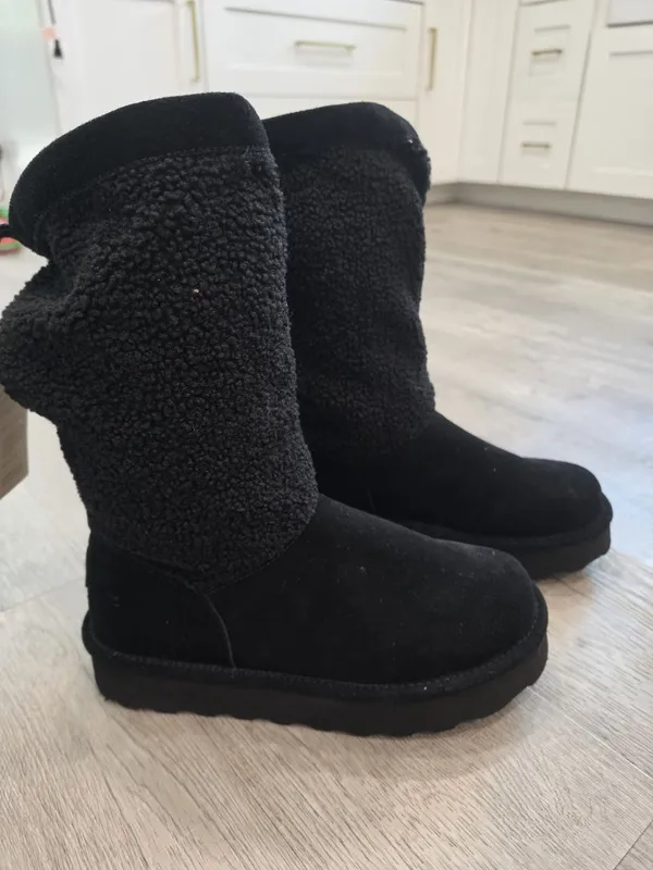 Bearpaw NWT Snuggle Murphy Platform Lo Boots Black Size 11W WIDE sherpa suede - Image 5