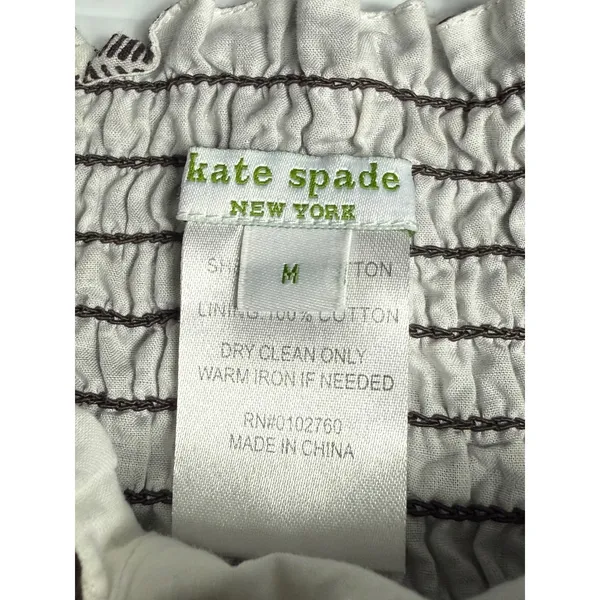 Kate Spade New York Sundress Brown Palm Tree‎ Print Cotton Smocked Dress Medium - Image 4