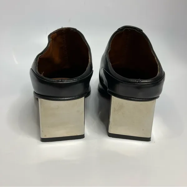 Zara square toe‎ block heel mules black leather size 36 - Image 7