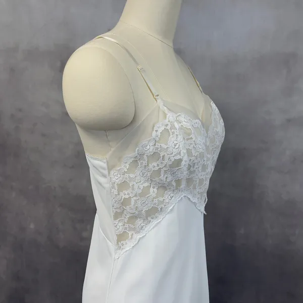 Vintage JCPenney Full Slip Dress‎ Women 36 14 Lace Trim Mini Coquette Balletcore - Image 5