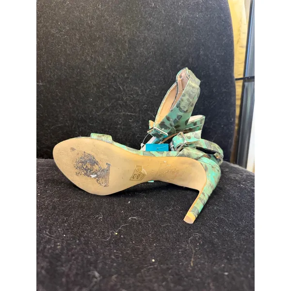 Topshop Teal Leopard Print Ankle Strap Stiletto Heels Women Size 37 Animal Print - Image 5