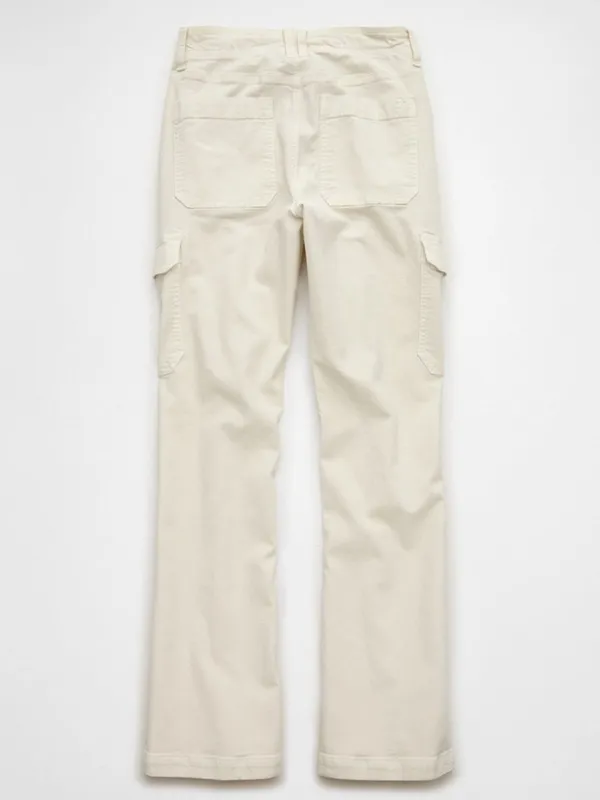 American Eagle AE Stretch Classic Bootcut Cargo Pants Cream Ivory Utility Gorp - Image 11