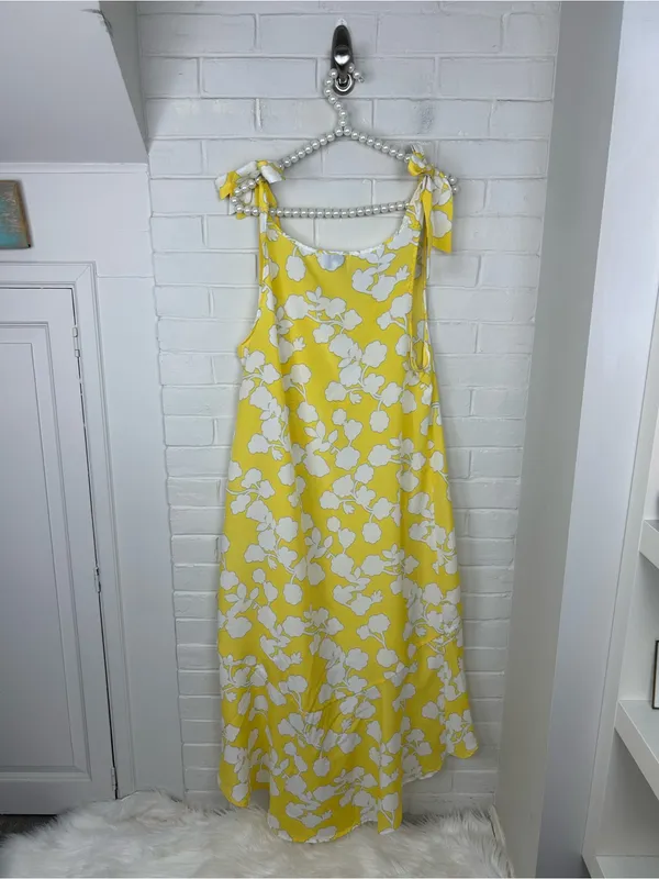 Mudpie Beach To Bar Yellow Patterned Swimsuit Coverup Dress Size M - Image 8