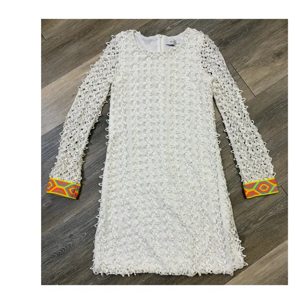 Tbags Los Angeles Textured Dress Womens Small Cream Long Sleeve - Image 9