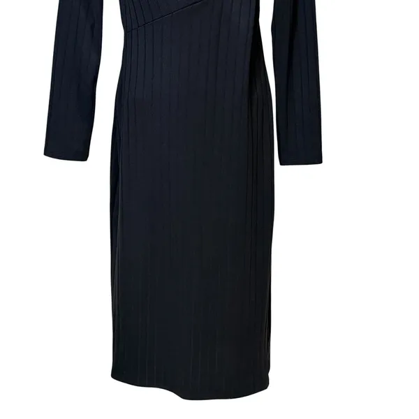 ASTR the Label Black Ribbed Asymmetrical Twist Midi Dress ADR100876-003 M - Image 4