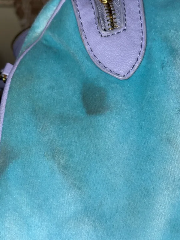 Vintage Juicy Couture light blue and lilac velour satchel bag - Image 9
