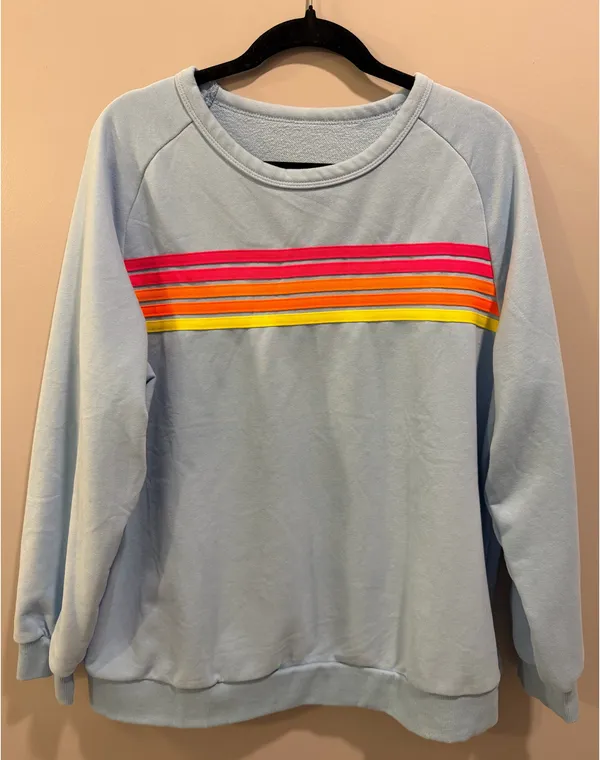 Unbranded Color Contrast Long Sleeve Sweatshirt Blue - Image 2