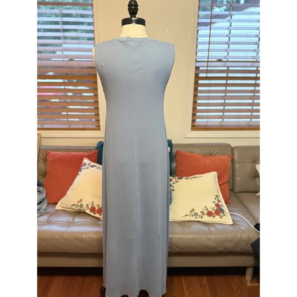Parni Womens Light Blue Ribbed Sleeveless Maxi Dress Size S Crew Neck Seam - Image 4