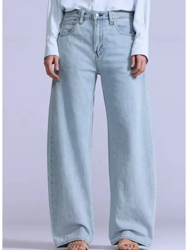 New Levi's 25x31 Blue Label Women's Drop Barrel Jeans Aqua Marine Japanese - Image 3