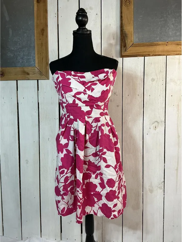 Corey Lynn Pink and White Floral Dress Size 16 - Image 3
