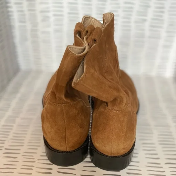 Lands End Womens Cognac Brown Suede Slouchy Ankle Boots Low Block Heel‎ Size 8.5 - Image 5