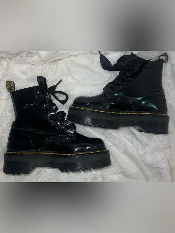Dr. Martens MOLLY Women's Leather Platform Boots BLACK BUTTERO size 6 - Image 6