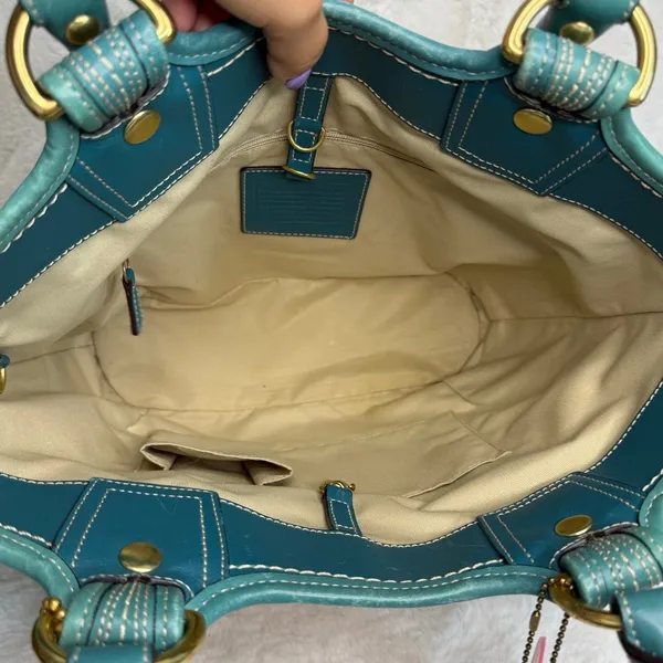 y2k Coach Straw Tote Shoulder Bag - Image 7