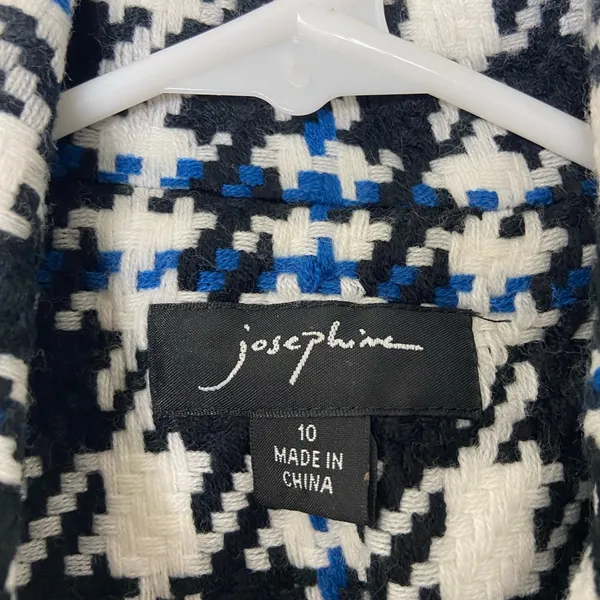 Josephine women’s black blue houndstooth jacket blazer button front‎ collar 10 - Image 4