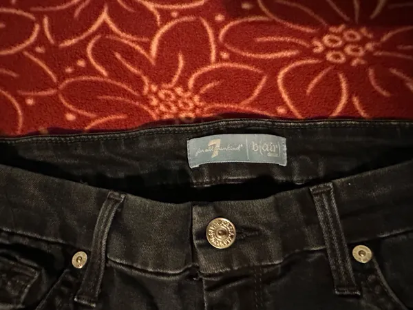 7 For All Mankind Regular Straight Denim Jeans Dark Wash 5-Pocket - Image 2
