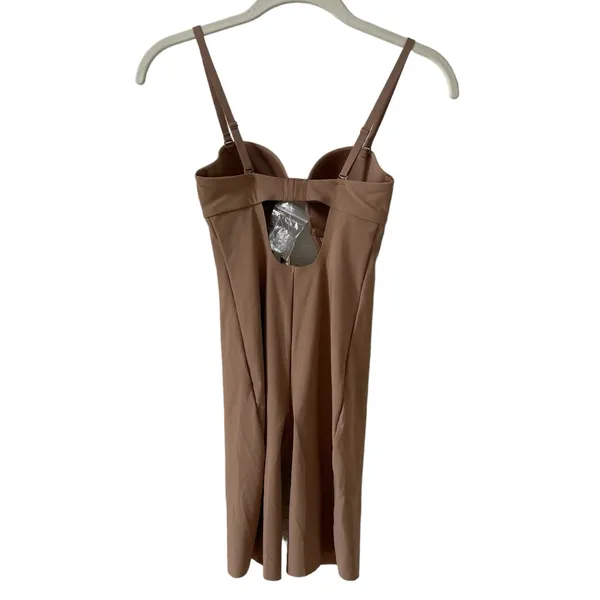 Skims Deep Plunge Shapewear Mid Thigh Bodysuit Size XS Sienna Neutral Party - Image 2