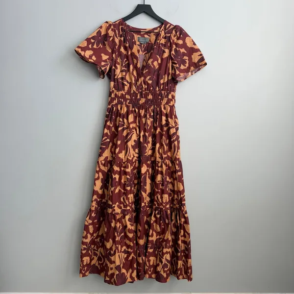 Anthropologie Somerset Maxi Dress in Copper Floral Print Size Small - Image 3