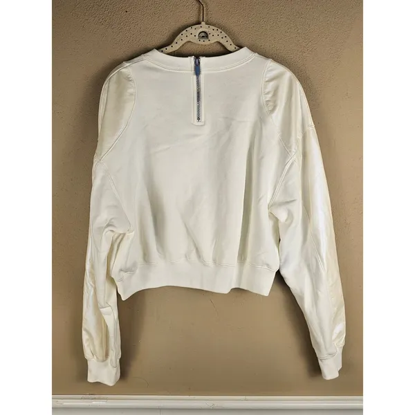 Nike Womens White Iridescent Swoosh Sportswear Icon Clash Cropped Sweatshirt Sm - Image 2