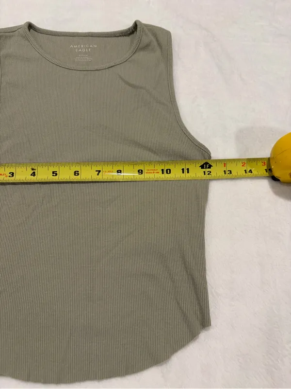American Eagle Sage Green Ribbed High Neck Tank Top - Small - Image 3