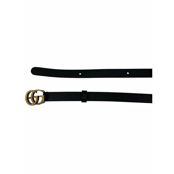 Gucci GG Logo Buckle Marmont Thin Belt Black Smooth Leather Size 80cm/32" - Image 8