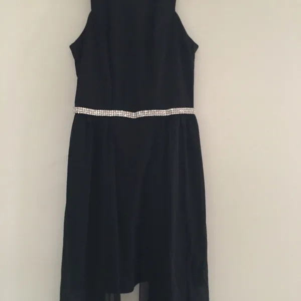 High Low Black Dress With Rhinestone Neckline S/M - Image 4