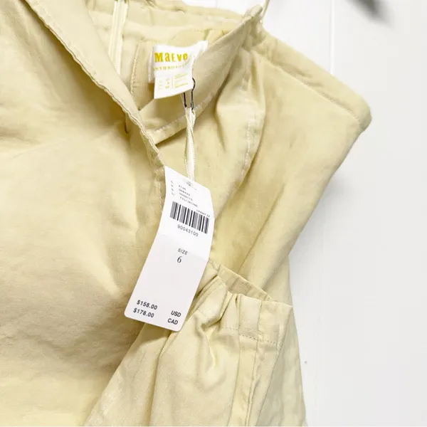 NWT MAEVE Anthropologie Strapless Yellow Cream Dress Size 6 - Image 8