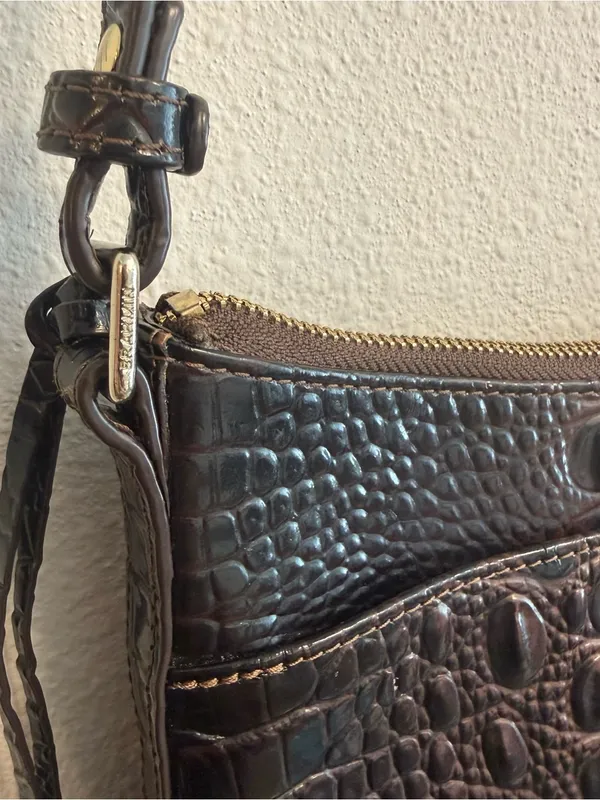Brahmin Katie Crossbody Bag in Chocolate Melbourne Croc-Embossed Leather - Image 3