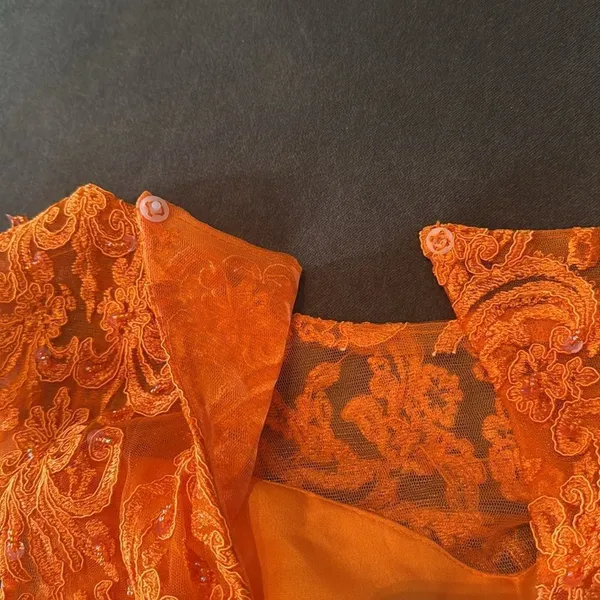 Women’s Orange Tea Length Formal Mother of the Bride Dress Corset Back Size 14 - Image 15