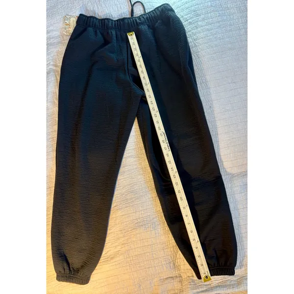 House of Mae Black Textured Waffle Knit Joggers Everyday Lounge Pants Large NEW - Image 3