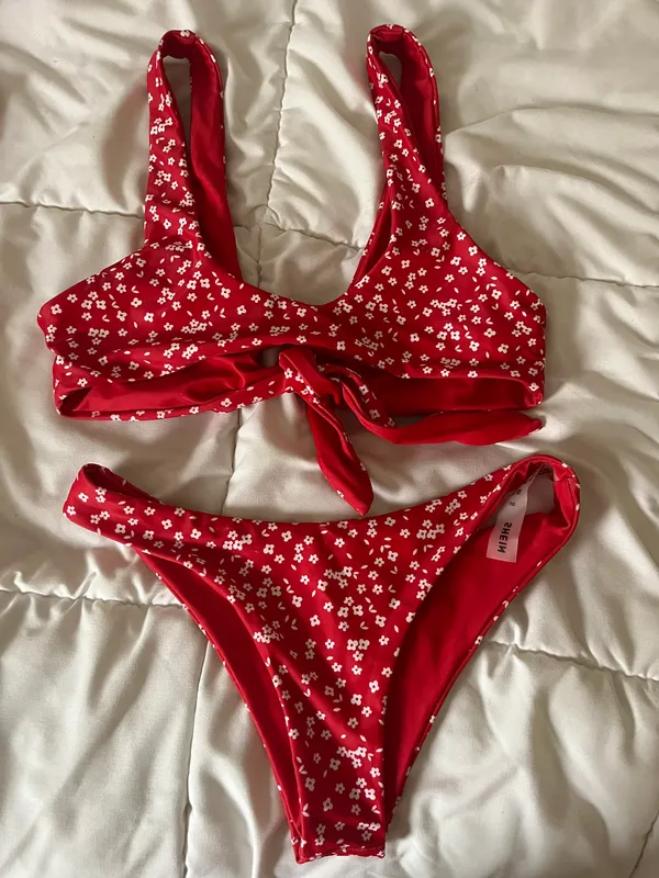 SheIn Red Floral Bikini - Image 2