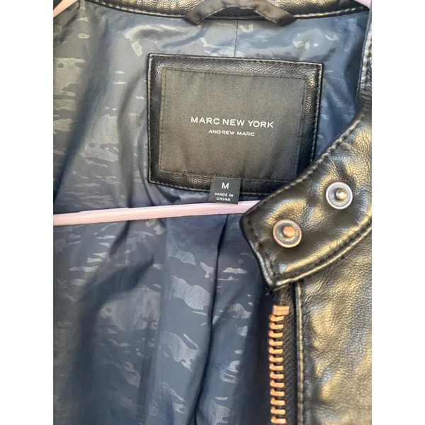 Marc New York Andrew Marc Black Faux Leather Moto Jacket Rose Gold Hardware M‎ - Image 4