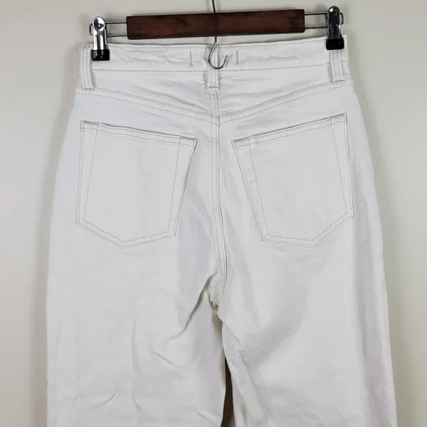 Abercrombie & Fitch Dad High-Rise Criss Cross Straight Leg Jeans Cream Size 4 - Image 7