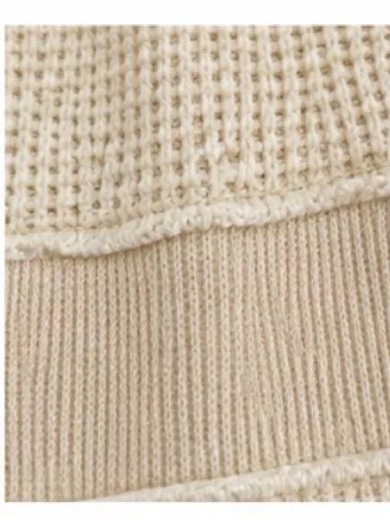 Earthbound Trading Company Cream Mixed-Knit V-Neck Sweater — Size Medium - Image 6