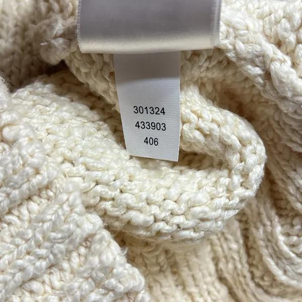 Vtg Old Navy Cable Knit Sweater Zip Up Faux Fur Collar Cream Beige Y2K XL - Image 8