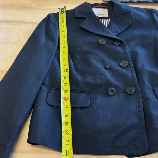 Facconable Linen Cotton Blend Double Breasted Minimalist Women's Blazer Jacket M Black Size M - Image 11