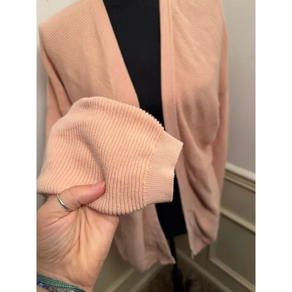 Sissy Boy Organic Cotton Open-Front Ribbed Cardigan Peach / Soft Pink Minimalist - Image 2
