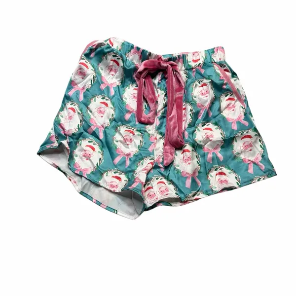 🎅✨ Christmas Santa Pajama Short Set w/‎ Velvet Bows – Size Large NWT 🎁 - Image 3