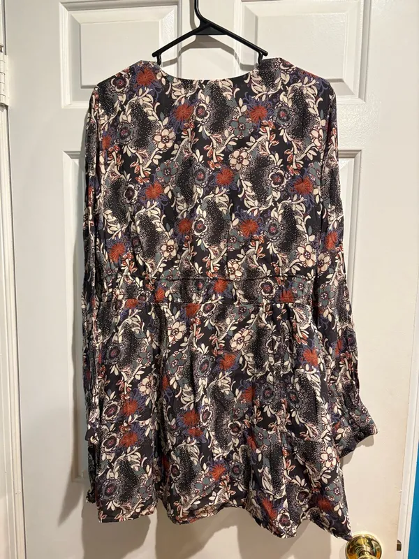 Free People Stealing Fire floral mini dress sz L boho whimsigoth - Image 3