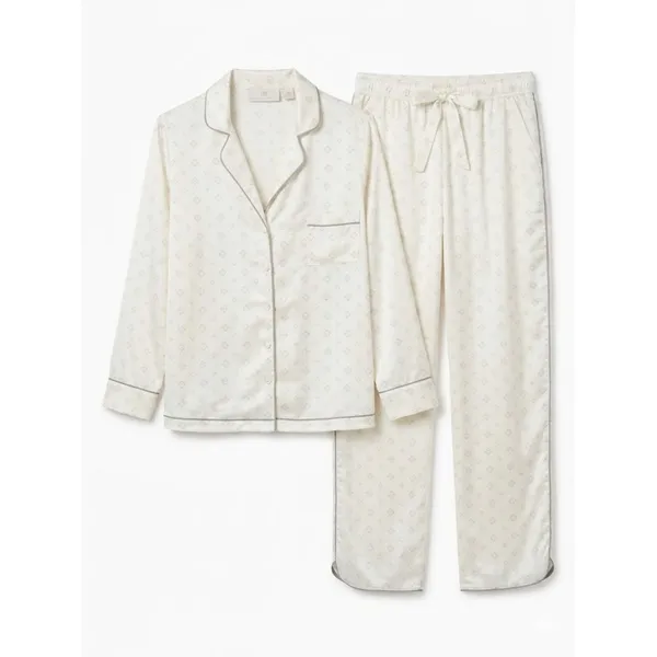 Rachel Parcell Satin Style Pajama Diamond Set Ivory Bridal Getting Ready Small - Image 3