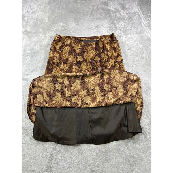 Brown Floral Leopard Midi Skirt 18 Boho Y2K Earth Tone A Line Cottagecore - Image 9