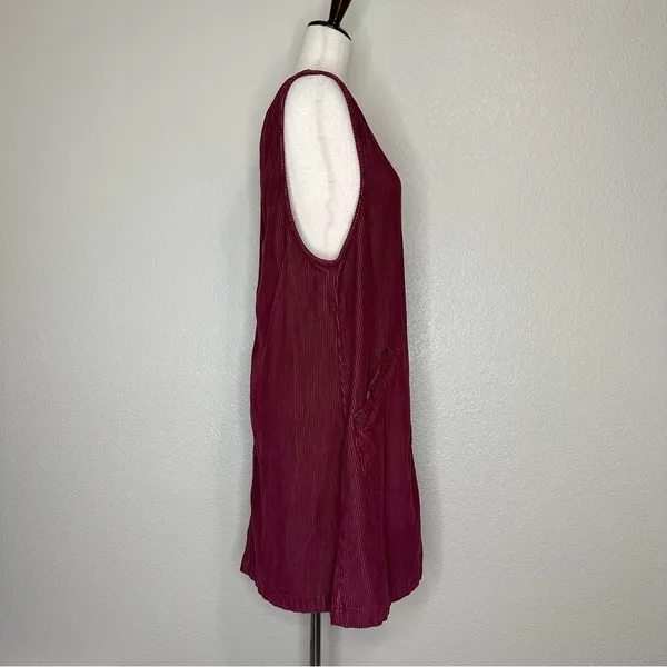 Blue J. 100% Cotton Corduroy Burgundy Button Down Sleeveless Dress - Image 6