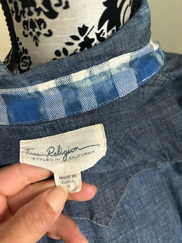 True Religion Button Down Shirt Denim - Image 5