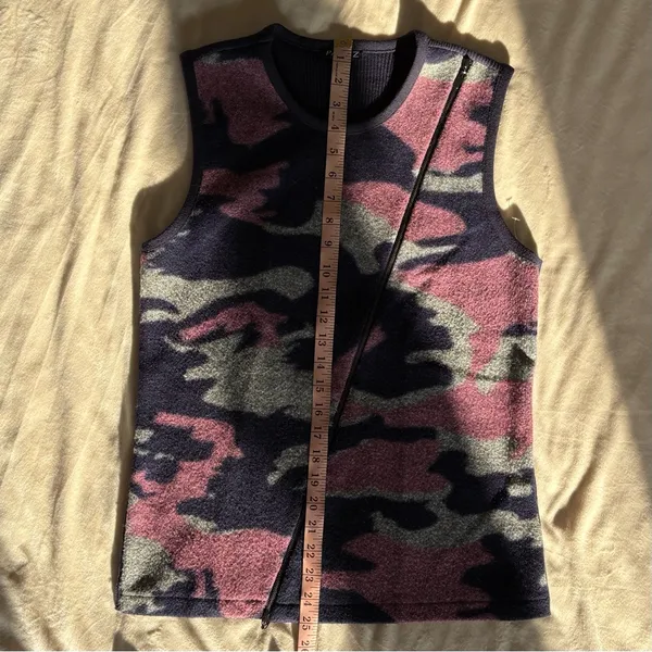 Paniz Wool Camouflage Asymmetrical Zip Vest Size Large - Image 7