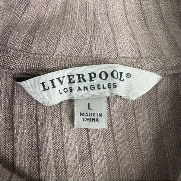 NWT Liverpool Mock Neck Ribbed Knit Top Sandstone Tan Size Large LM8229K61 - Image 6