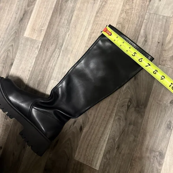 Amazon Black Chunky Vegan Leather knee high boots - Image 6
